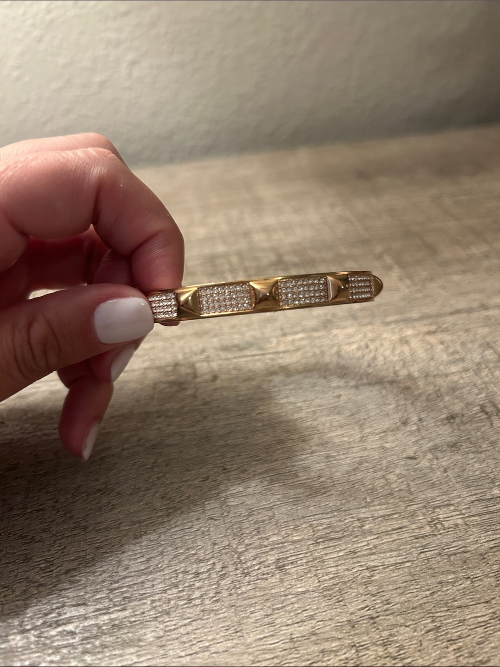 Michael Kors Gold Pave Pyramid Link Bangle Bracelet